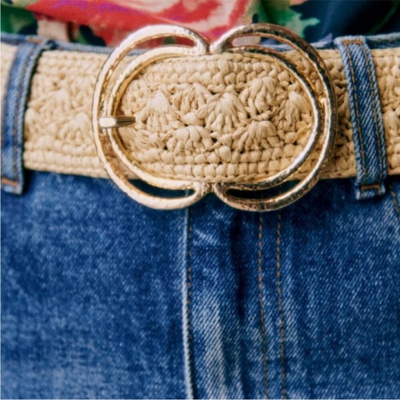 Sezane Selena Belt Natural Raffia No-Hole - Picture 3 of 15